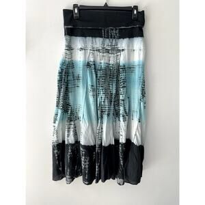 Vintage Y2K White/Blue/Black Tie Die Snakeskin Print Boho Midi Skirt/Dress